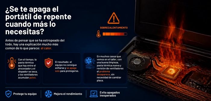 Por qué tu portátil se apaga solo: la causa térmica que casi nadie diagnostica bien